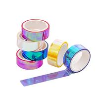 Warmshine 6 Rolls Rhythmic Gymnastics Decoration Holographic Prismatic Glitter Tape Hoops Sticker Color Waterproof Tape Sticker, Each 5M