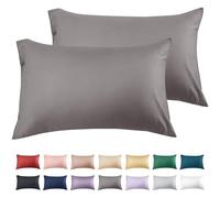 Warmstar Dark Gray Cotton Pillow Cases 2 Pack, 600 Thread Count Soft Pillowcases Breathable,Satin Weave Long Staple Cotton Pillow Case Hotel Quality Hypoallergenic with Envelope Closure,50 X 75 CM