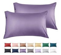 Warmstar Purple Cotton Pillow Cases 2 Pack, 600 Thread Count Soft Pillowcases Breathable,Satin Weave Long Staple Cotton Pillow Case Hotel Quality Hypoallergenic with Envelope Closure,50 X 75 CM