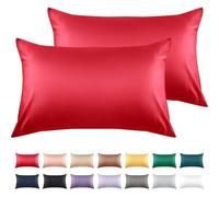 Warmstar Red Cotton Pillow Cases 2 Pack, 600 Thread Count Soft Pillowcases Breathable,Satin Weave Long Staple Cotton Pillow Case Hotel Quality Hypoallergenic with Envelope Closure,50 X 75 CM