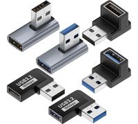 Warmstor 6 Pack 10Gbps USB 3.0 Male to Female Adapter Up Down Left Right 90 Degree Right Angle USB Cable Extension Connector 6 Types Support 3A Charging Speed