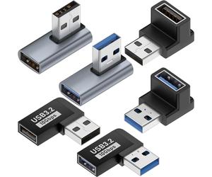Warmstor 6 Pack 10Gbps USB 3.0 Male to Female Adapter Up Down Left Right 90 Degree Right Angle USB Cable Extension Connector 6 Types Support 3A Charging Speed