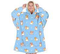 Warmstorey Blue Corgi Blanket Hoodie Corgi Gift Lover Oodie Christmas Gift For Wife Mom Ideas - Cozy Gift for Wife, Thoughtful Gift from Daughter or Son, Soft and Warm Blanket for Mommy