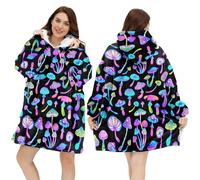 Warmstorey Neon Mushroom Blanket Hoodies Mushroom Lover Gift Oodie Christmas Gift For Wife Mom Ideas - Cozy Gift for Wife, Thoughtful Gift from Daughter or Son, Soft and Warm Blanket for Mommy