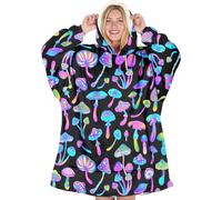 Warmstorey Neon Mushroom Blanket Hoodies Mushroom Lover Gift Oodie Christmas Gift For Wife Mom Ideas - Cozy Gift for Wife, Thoughtful Gift from Daughter or Son, Soft and Warm Blanket for Mommy