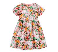 warmstraw Little Girls Cotton Dresses Flutter Short Sleeve Summer Dress for 2-7 Years Old, Animal Zoo, 5-6 Years