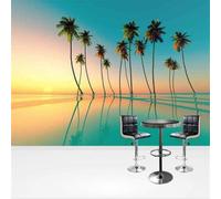 Warmth Beauty Sunset Ocean Coconut Trees 3D Wallpaper Premium Textured Silk Study Dining Living Room Bedroom Sofa TV Wall Easy Install-430cm×300cm