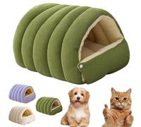 Warmth Cozy Comfort Plush Pet Cave, Cozy Monster Cat Bed with Removable Cushioned, Warm Cave Nest Sleeping Bed Puppy House for Cats Small Dogs (Green, Small)