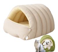 Warmth Cozy Comfort Plush Pet Cave, Niopets Cozy Monster Cat Dog Bed, Pet Hideways Sleeping Cats Tent, Indoor Cat House with Removable Cushion, Anti-Anxiety Cuddler Bed (White,S)