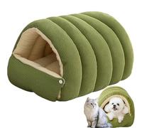 Warmth Cozy Comfort Plush Pet Cave, Niopets Cozy Monster Cat Dog Bed, Pet Hideways Sleeping Cats Tent, Indoor Cat House with Removable Cushion, Anti-Anxiety Cuddler Bed (Green,L)