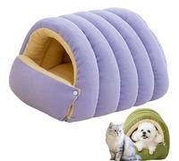 Warmth Cozy Comfort Plush Pet Cave, Niopets Cozy Monster Cat Dog Bed, Pet Hideways Sleeping Cats Tent, Indoor Cat House with Removable Cushion, Anti-Anxiety Cuddler Bed (Purple,L)