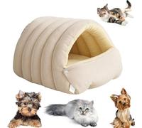 Warmth Cozy Comfort Plush Pet Cave, Plush Cat Cave Bed with Adjustable Privacy Entry, Supportive Washable Pet Bed, Cat Beds for Indoor Cats and Small Dogs (White,57 * 37 * 28 cm)
