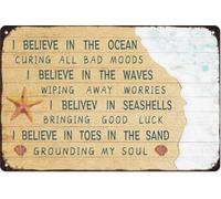 Warmth Tin Sign I Believe In The Ocean Curing All Bad Moods Artistic Decorations Between Friends Romance Vintage Metal Signs Poster For Pool Living Room Bar Club Gift For Women Men 8x12 Inch