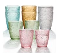 WARMWOO Pack of 10 Plastic Glasses 380 ml: Drinking Glasses Unbreakable Reusable Dishwasher Safe Drinking Glasses Stackable for Picnic Camping Beach Party Drinkware Water Juice (Multi-Colour)