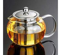 Warmyee Hofu Small Clear High Borosilicate Glass Tea Pot with Removable 304 Stainless Steel Infuser, Heat Resistant Loose Leaf Teapot,Stovetop Safe, 950 ml/32.1 Ounce.