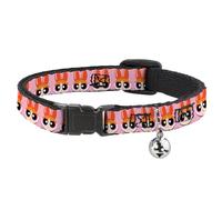 Warner Bros. Animation Cat Accessories, Pet Collar Breakaway with Bell, The Powerpuff Girls Blossom Face Close Up Pink, 8.5 to 12 Inches 0.5 Inch Wide