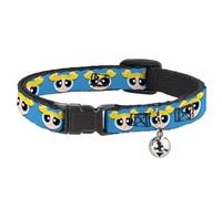 Warner Bros. Animation Cat Collar, Breakaway Collar with Bell, The Powerpuff Girls Bubbles Face Close Up Blue, 8.5 to 12 Inches 0.5 Inch Wide
