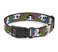 Warner Bros. Animation Pet Collar, Dog Collar Plastic Buckle, The Powerpuff Girls and Donny Stripe Black Multi Pastel, 15 to 24 Inches 1.0 Inch Wide