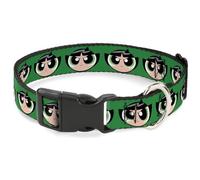 Warner Bros. Animation Pet Collar, Dog Collar Plastic Buckle, The Powerpuff Girls Buttercup Face Close Up Green, 9.5 to 13 Inches 1.0 Inch Wide
