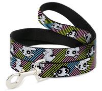Warner Bros. Animation Pet Leash, Dog Leash, The Powerpuff Girls and Donny Stripe Black Multi Pastel, 4 Feet Long 0.5 Inch Wide