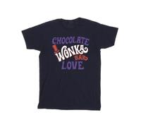 Warner Bros Boy's Chocolate Bar Love Cotton T-Shirt in Navy | Size: 12-13 Years Warner Bros Navy 12-13 Years