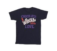 Warner Bros Boy's Chocolate Bar Love Cotton T-Shirt in Navy | Size: 3-4 Years Warner Bros Navy 3-4 Years