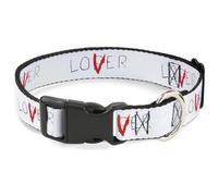 Warner Bros. Dog Collar with Plastic Clip, Quick Release, Easy Adjustable, Horror Movies Quote, 7 to 8.5 Inches 0.5 Inch Wide