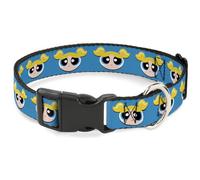 Warner Bros. Dog Collar with Plastic Clip, Quick Release, Easy Adjustable, The Powerpuff Girls Bubbles Face, 13 to 17 Inches 1.5 Inch Wide