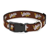 Warner Bros. Dog Collar with Plastic Clip, Quick Release, Easy Adjustable, Wonka Bar, 13 to 17 Inches 1.5 Inch Wide