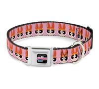 Warner Bros. Easy Adjustable Metal Seatbelt Buckle Quick Release Dog Collar, The Powerpuff Girls Blossom Face, 20 to 31 Inches 1.5 Inch Wide-Large