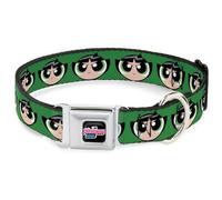 Warner Bros. Easy Adjustable Metal Seatbelt Buckle Quick Release Dog Collar, The Powerpuff Girls Buttercup Face, 11 to 16.5 Inches 1.0 Inch Wide-Medium