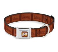 Warner Bros. Easy Adjustable Metal Seatbelt Buckle Quick Release Dog Collar, Wonka Chocolate Bar, 16 to 23 Inches 1.5 Inch Wide-Medium