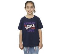 Warner Bros Girl's Chocolate Bar Love Cotton T-Shirt in Navy | Size: 7-8 Years Warner Bros Navy 7-8 Years