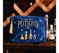 Harry Potter Potions Wash Bag | Official Warner Bros Hogwarts Toiletry Bag with Tassel Zip | Blue Velvet Severus Snape Potion Bottle Cosmetic Pouch for Travel or Gifts