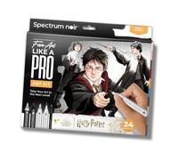 Warner Bros Harry Potter Art Colouring Set - Fan-Art Like a Pro Kit by Spectrum Noir -24 Pieces Including Premium Colouring Book, Art Markers & Liner Pens