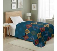 Warner Bros Harry Potter House Crest Sampler Quilted Throw Blanket, Wizarding World Design, 60x80 inches