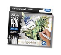 Warner Bros Harry Potter - Magical Creatures Art Colouring Set - Fan-Art Like a Pro Kit by Spectrum Noir -24 Pieces Including Premium Colouring Book, Art Markers & Liner Pens