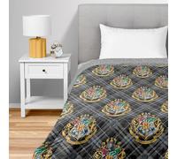 Warner Bros Harry Potter Preppy Hogwarts Quilted Throw Blanket, House Crest Patchwork Design, 60x80 inches