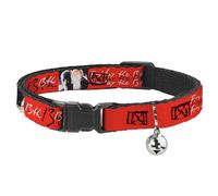 Warner Bros. Horror Movies Cat Collar, Breakaway Collar with Bell, Friday The 13th Jason Mask and Script Blocks Red Black White, 8.5 to 12 Inches 0.5 Inch Wide