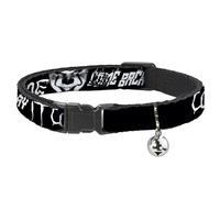 Warner Bros. Horror Movies Cat Collar, Breakaway Collar with Bell, It Pennywise Face Come Home Come Back and Play Black White, 8.5 to 12 Inches 0.5 Inch Wide