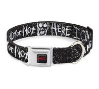 Warner Bros. Horror Movies Pet Collar, Dog Collar Metal Seatbelt Buckle, A Nightmare On Elm St Ready or Not Scribbles Black White, 13 to 17 Inches 1.5 Inch Wide