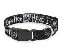 Warner Bros. Horror Movies Pet Collar, Dog Collar Plastic Buckle, A Nightmare On Elm St Ready or Not Scribbles Black White, 13 to 17 Inches 1.5 Inch Wide