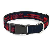 Warner Bros. Horror Movies Pet Collar, Dog Collar Plastic Buckle, A Nightmare on Elm Street Asylum Icons Collage Black Red, 9.5 to 14.5 Inches 0.5 Inch Wide