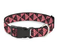 Warner Bros. Horror Movies Pet Collar, Dog Collar Plastic Buckle, Friday The 13th Jason Mask Diamond Split Black Red, 20 to 31 Inches 1.5 Inch Wide