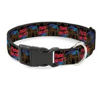 Warner Bros. Horror Movies Pet Collar, Dog Collar Plastic Buckle, Friday The 13th Jason Takes Manhattan Skyline Logo Black, 9.5 to 13 Inches 1.0 Inch Wide