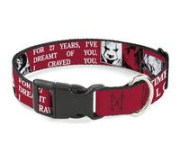 Warner Bros. Horror Movies Pet Collar, Dog Collar Plastic Buckle, It Pennywise Poses and Quotes Collage Red White Grays, 8.5 to 12 Inches 0.5 Inch Wide