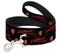 Warner Bros. Horror Movies Pet Leash, Dog Leash, A Nightmare on Elm St Freddy Krueger Blade Glove Pose Black, 6 Feet Long 1.5 Inch Wide