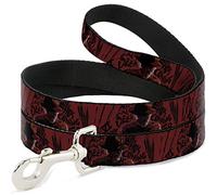Warner Bros. Horror Movies Pet Leash, Dog Leash, Freddy Poses Quote Scrawls Hand Scratching Reds Black, 6 Feet Long 1.5 Inch Wide