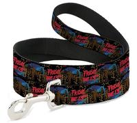 Warner Bros. Horror Movies Pet Leash, Dog Leash, Friday The 13th Jason Takes Manhattan Skyline Logo Black, 4 Feet Long 1.5 Inch Wide