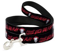 Warner Bros. Horror Movies Pet Leash, Dog Leash, It Chapter Two Pennywise Face Come Back and Play Black Reds, 6 Feet Long 0.5 Inch Wide